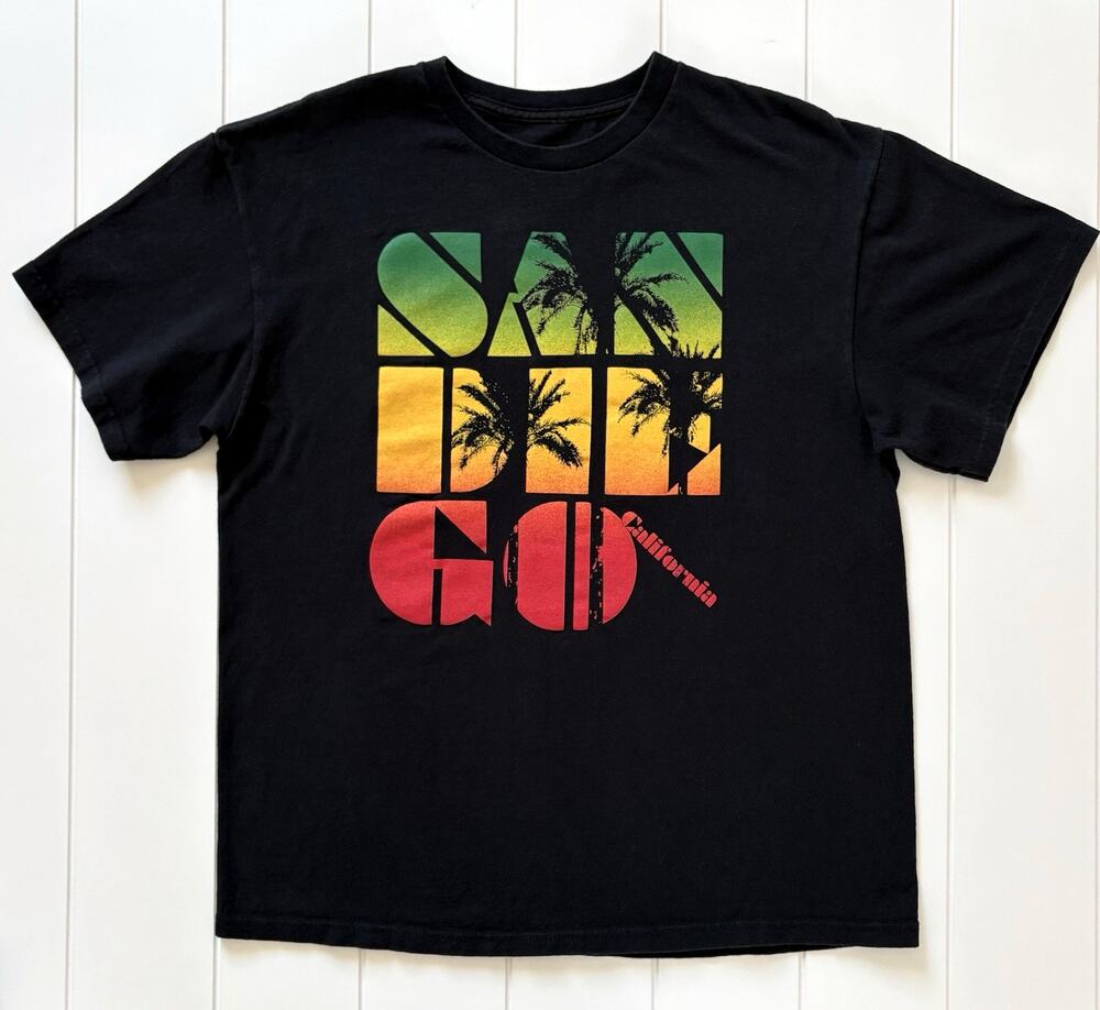 San Diego California Palm Tree Sunset Graphic T-Shirt Black Tee